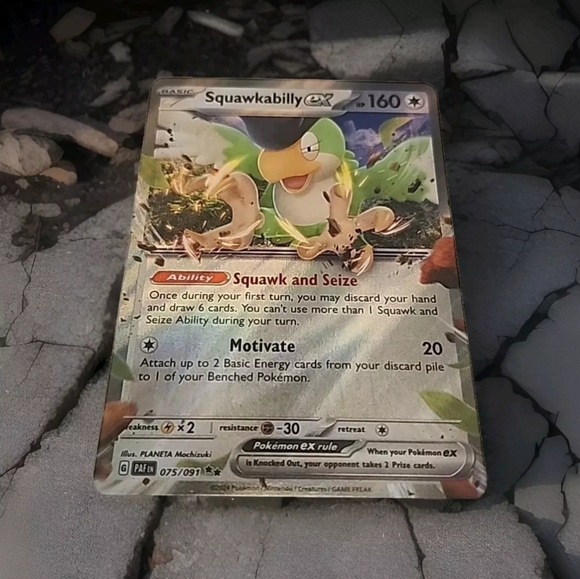 Squawkabilly ex Paldean Fates 075/091 Pokemon TCG Card NM/M Holo - Picture 1 of 2